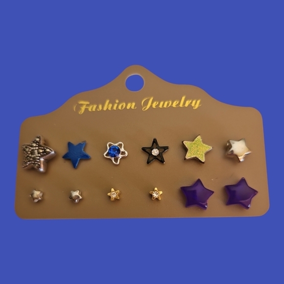 Vintage Jewelry - Vintage Six Single Star Earrings and Three Pair Star Post Earrings
